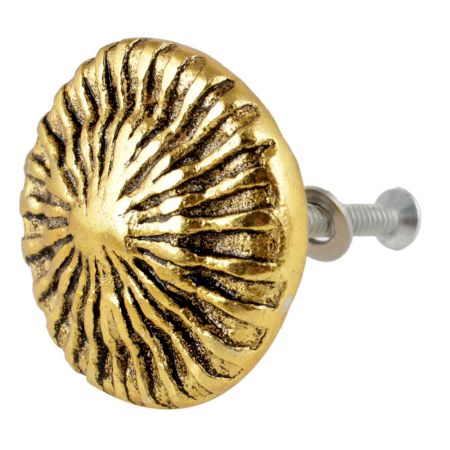 Round Cornflower Antique Golden Aluminium Cabinet Knob